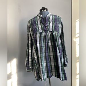 MUJI size Large pullover plaid blouse tunic